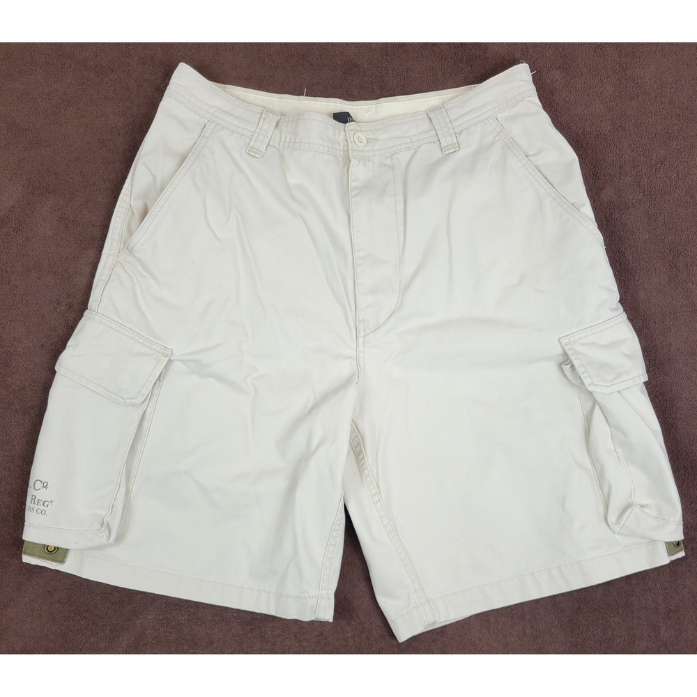 Polo Jeans Co Ralph Lauren Mens 36 Cargo Shorts Cream Military 67th Reg Cotton - Picture 2 of 9